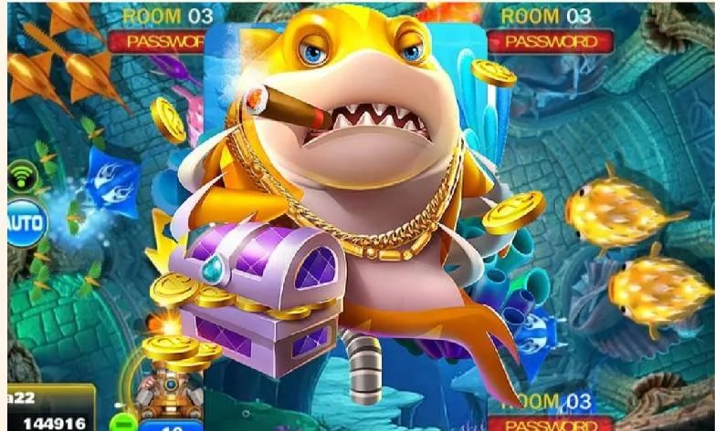 Ilustrasi permainan tembak ikan dengan target laut